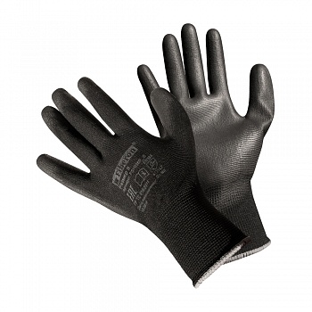 Перчатки "Точные работы: МАЛЯР", полиэстер, полиуретановое покрытие, в и/у, 9(L), черные, Fiberon