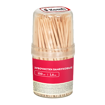 Зубочистки бамбуковые, 150 шт, в баночке, Komfi