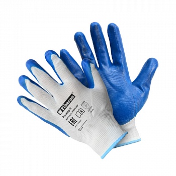 Перчатки "Антискользящие: МЕХАНИК", полиэстер, нитриловое покрытие, без и/у, 9(L), Fiberon