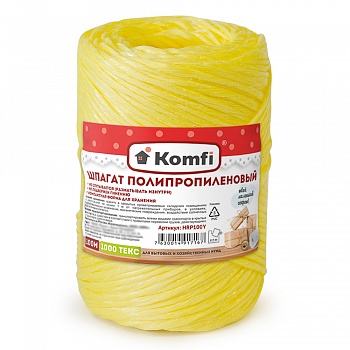 Шпагат полипропиленовый, 100 м, 1000 текс, желтый, Komfi