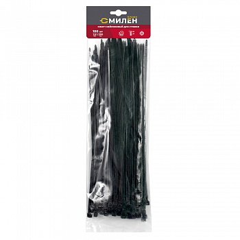 Нейлоновые хомуты для стяжки Милен, чёрные, 3,6*200 мм, 100 шт