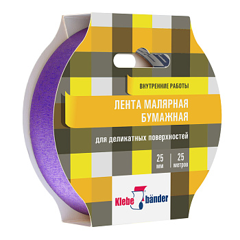 Малярная лента бумажная для деликатных поверхностей, 25мм*25м Klebebander