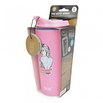Термокружка "The Witty Series" Тату, 350 мл, розовая, кк3032