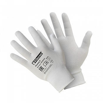 Перчатки "Сборочные работы: ДЕКОР", полиэстер, без и/у, 9(L), белые, Fiberon