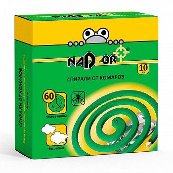 Спирали от комаров, зеленые, 10 шт, Nadzor