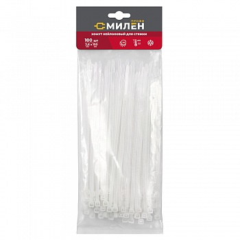Нейлоновые хомуты для стяжки Милен, белые, 3,6*150 мм, 100 шт