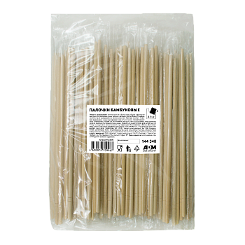 Палочки для еды бамбуковые, 23 см, в полипропиленовой упаковке 100 шт/уп., А.Д.М.