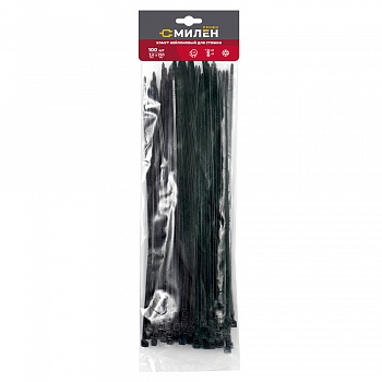 Нейлоновые хомуты для стяжки Милен, чёрные, 3,6*250 мм, 100 шт